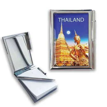 City Themed Metal Pocket Size Notebook With Pen 86x66x8 mm
