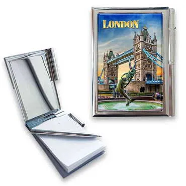 City Themed Metal Pocket Size Notebook With Pen 86x66x8 mm - Standart - 2