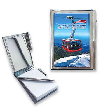 Toptan Teleferik Temalı Myros Metal Kalemli Notluk 86x66x8 mm