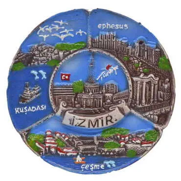 Izmir Themed Plaster Raised Cottage Wall Plate 15 Cm