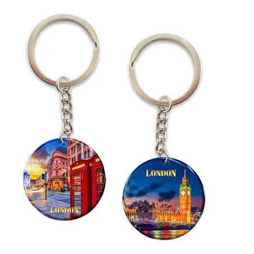 London Themed Double Face Printed Epoxy Keychain - Standart