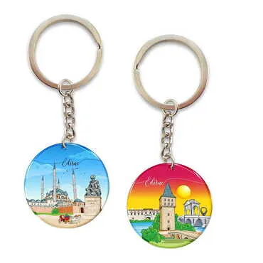 City Themed Double Face Printed Epoxy Keychain