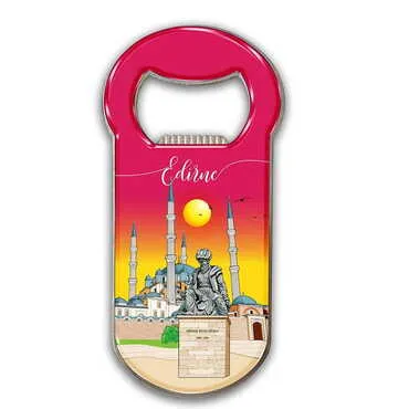 Edirne Themed Customizable Metal Magnetic Bottle Opener 90x45 mm