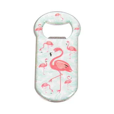 Flamingo Themed Customizable Metal Magnetic Bottle Opener 90x45 mm