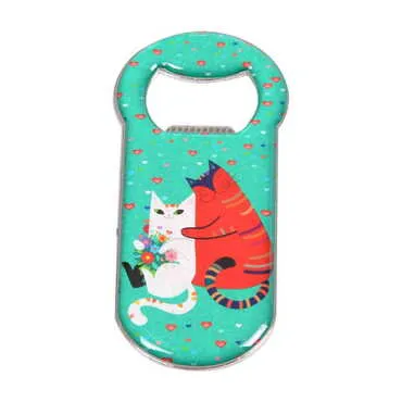 Cat Themed Customizable Metal Magnetic Bottle Opener 90x45 mm