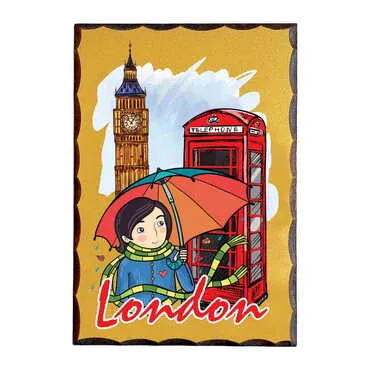 City Themed Printed Wooden Desktop Decor 95x135 mm - Standart - 2