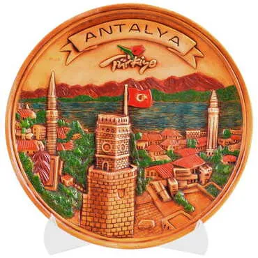 Toptan Antalya Temalı Myros Alçı Organik Tabak 20 cm - Standart
