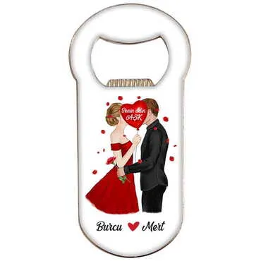 Sweetheart Themed Customizable Metal Magnetic Bottle Opener 95x42 mm - 2