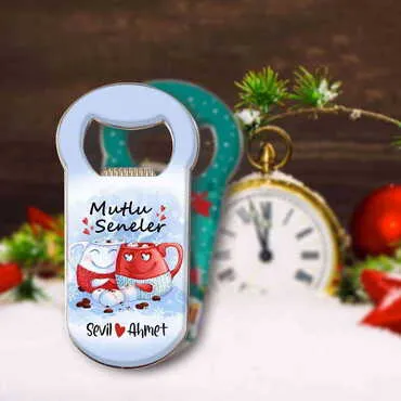 Christmas Themed Customizable Metal Magnetic Bottle Opener 95x42 mm