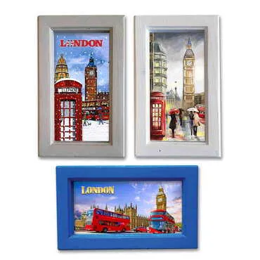 Toptan Londra Temalı Ahşap Orta Boy Çerçeve 130x205 mm