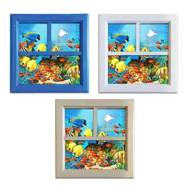 Toptan Aquapark Temalı Ahşap Üçlü Çerçeve 210x210 mm