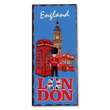 London Themed Panaromic Printed Wooden Desktop Decor 40x80 mm