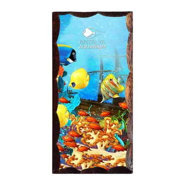 Aquapark Themed Panaromic Printed Wooden Desktop Decor 53x117 mm