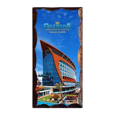 Hotel Themed Panaromic Printed Wooden Desktop Decor 53x117 mm