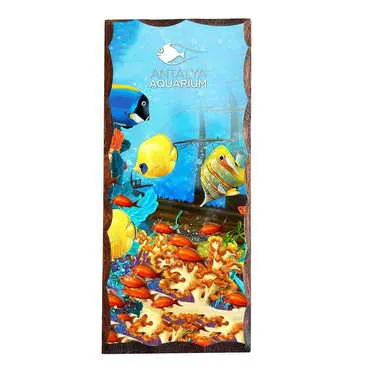 Aquapark Themed Panaromic Printed Wooden Desktop Decor 75x166 mm
