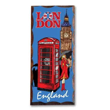 London Themed Panaromic Printed Wooden Desktop Decor 75x166 mm - Standart