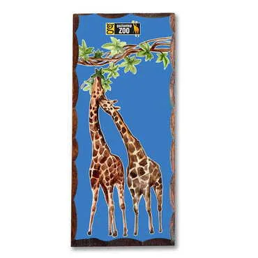 Zoo Themed Panaromic Printed Wooden Desktop Decor 75x166 mm