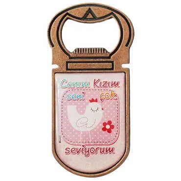 Doughter Themed Customizable Metal Magnetic Bottle Opener 40x95 mm