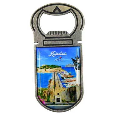 Kusadasi Themed Customizable Metal Magnetic Bottle Opener 40x95 mm
