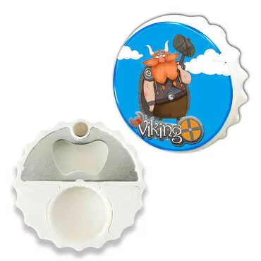 Theme Park Themed Round Cap Shaped Magnetic Bottle Opener 63x15 mm