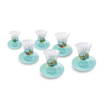 Customazible Custom Printed Turkish Tea Glass Set Of 6 Pcs