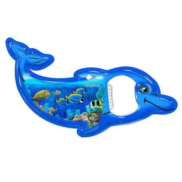 Aquapark Themed Dolphin Shaped Metal Magnetic Bottle Opener 102x67 mm