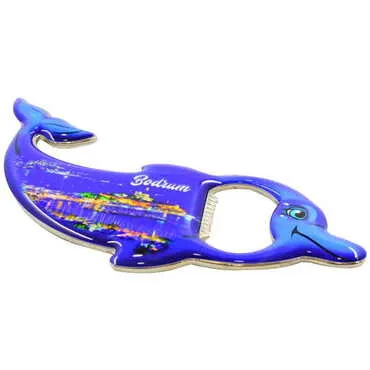 Bodrum Themed Dolphin Shaped Metal Magnetic Bottle Opener 102x67 mm - 3