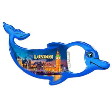 London Themed Dolphin Shaped Metal Magnetic Bottle Opener 102x67 mm - Standart - 2