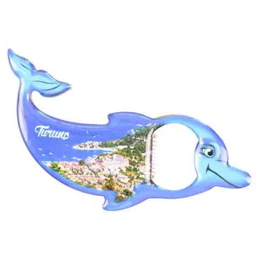 Turunc Themed Dolphin Shaped Metal Magnetic Bottle Opener 102x67 mm