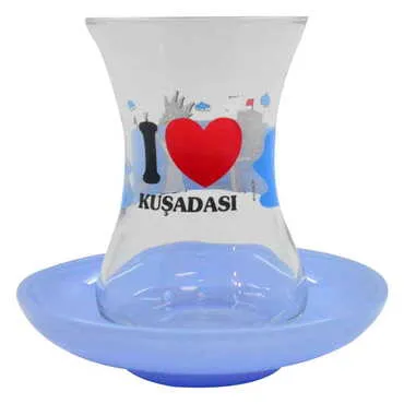 Toptan Kuşadası Temalı Myros Lüx Renkli İkili Çay Seti - 2