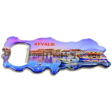Toptan Ayvalık Temalı Myros Metal Harita Açacak Magnet 100x45 mm - Standart - 2