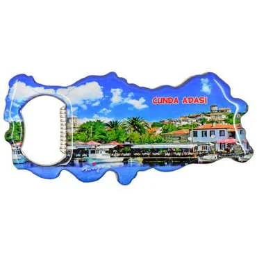 Cunda Themed Map Shaped Metal Magnetic Bottle Opener 100x45 mm - Standart - 3