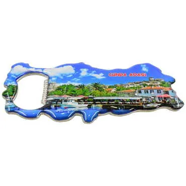 Cunda Themed Map Shaped Metal Magnetic Bottle Opener 100x45 mm - Standart - 4