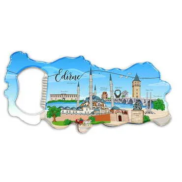 City Themed Map Shaped Metal Magnetic Bottle Opener 100x45 mm - Standart - 2