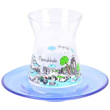 Toptan Pamukkale Temalı İki̇li̇ Yöresel Çay Seti̇  