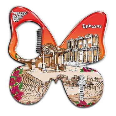 Museum Themed Butterfly Shaped Metal Magnetic Bottle Opener 70x70 mm