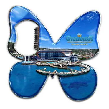 Hotel Themed Butterfly Shaped Metal Magnetic Bottle Opener 70x70 mm - Standart