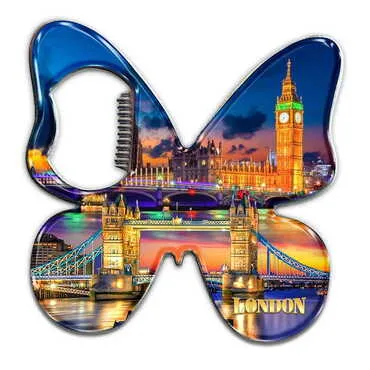 Toptan Şehre Özel Myros Metal Kelebek Açacak Magnet 70x70 mm - Standart - 2