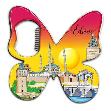 Toptan Şehre Özel Myros Metal Kelebek Açacak Magnet 70x70 mm - Standart - 3