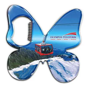 Toptan Teleferik Temalı Myros Metal Kelebek Açacak Magnet 70x70 mm