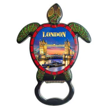 London Themed Turtle Shaped Metal Magnetic Bottle Opener 103x75 mm - Standart