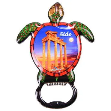 Side Themed Turtle Shaped Metal Magnetic Bottle Opener 103x75 mm