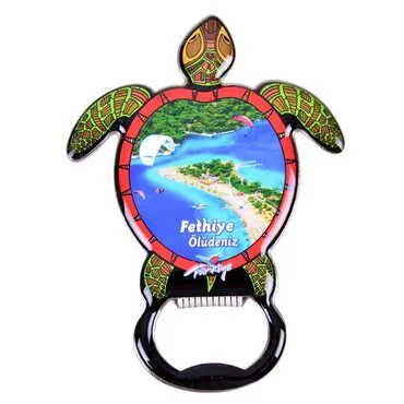 City Themed Turtle Shaped Metal Magnetic Bottle Opener 103x75 mm