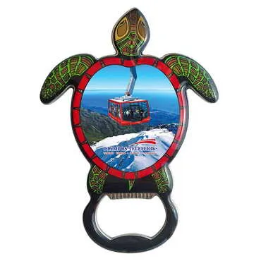 Cable Card Themed Turtle Shaped Metal Magnetic Bottle Opener 103x75 mm