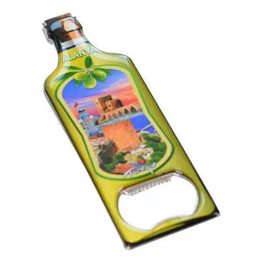 Alanya Themed Bottle Shaped Metal Magnetic Bottle Opener 115x39 mm - 2