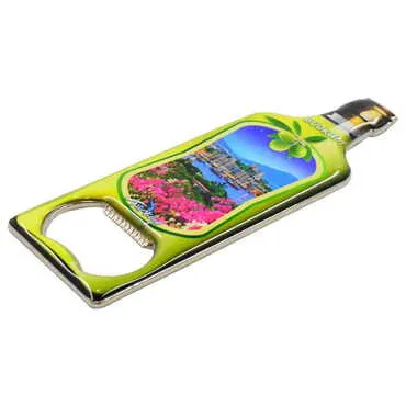 Bodrum Themed Bottle Shaped Metal Magnetic Bottle Opener 115x39 mm - 2