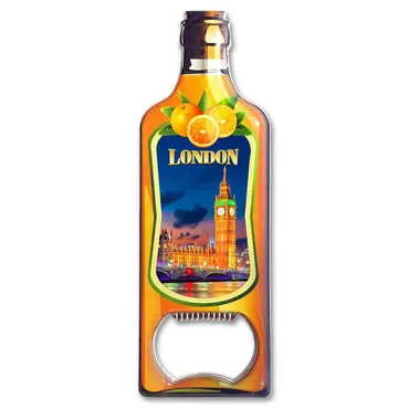 London Themed Bottle Shaped Metal Magnetic Bottle Opener 115x39 mm - Standart - 2