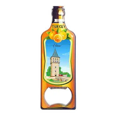 City Themed Bottle Shaped Metal Magnetic Bottle Opener 115x39 mm - Standart - 2