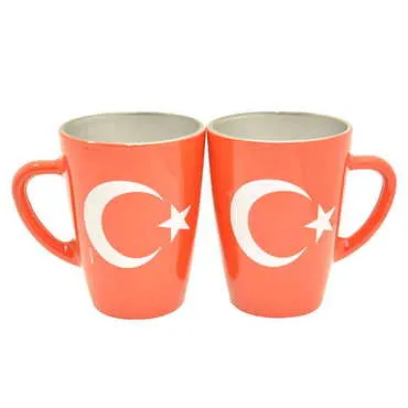 Turkey Themed Duo Colored and Printed Glass Mug