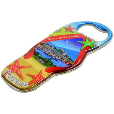Bodrum Themed Slipper Shaped Metal Magnetic Bottle Opener 110x45 mm - 2